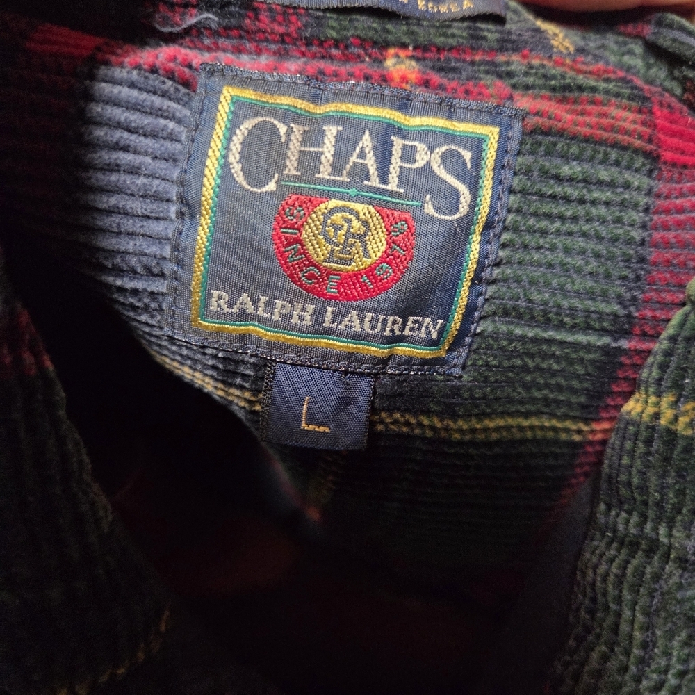 Y2K Ralph Lauren CHAPS Vintage Corduroy Plaid Shirt Size Large - Picture 5 of 6